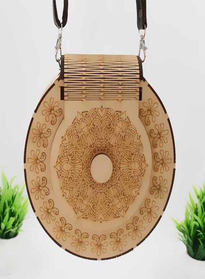MeeCraft Stylish Wooden Clutch with Detachable Shoulder Strap and Magnetic Closure - Women's Hand Purse (24x9x24cm, Brown) - Image 5